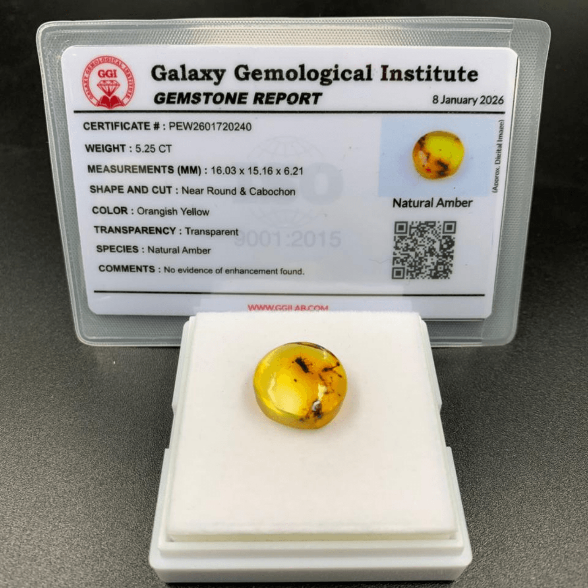 Certified Natural Amber Ring | Unique 5.25 Carat Gem