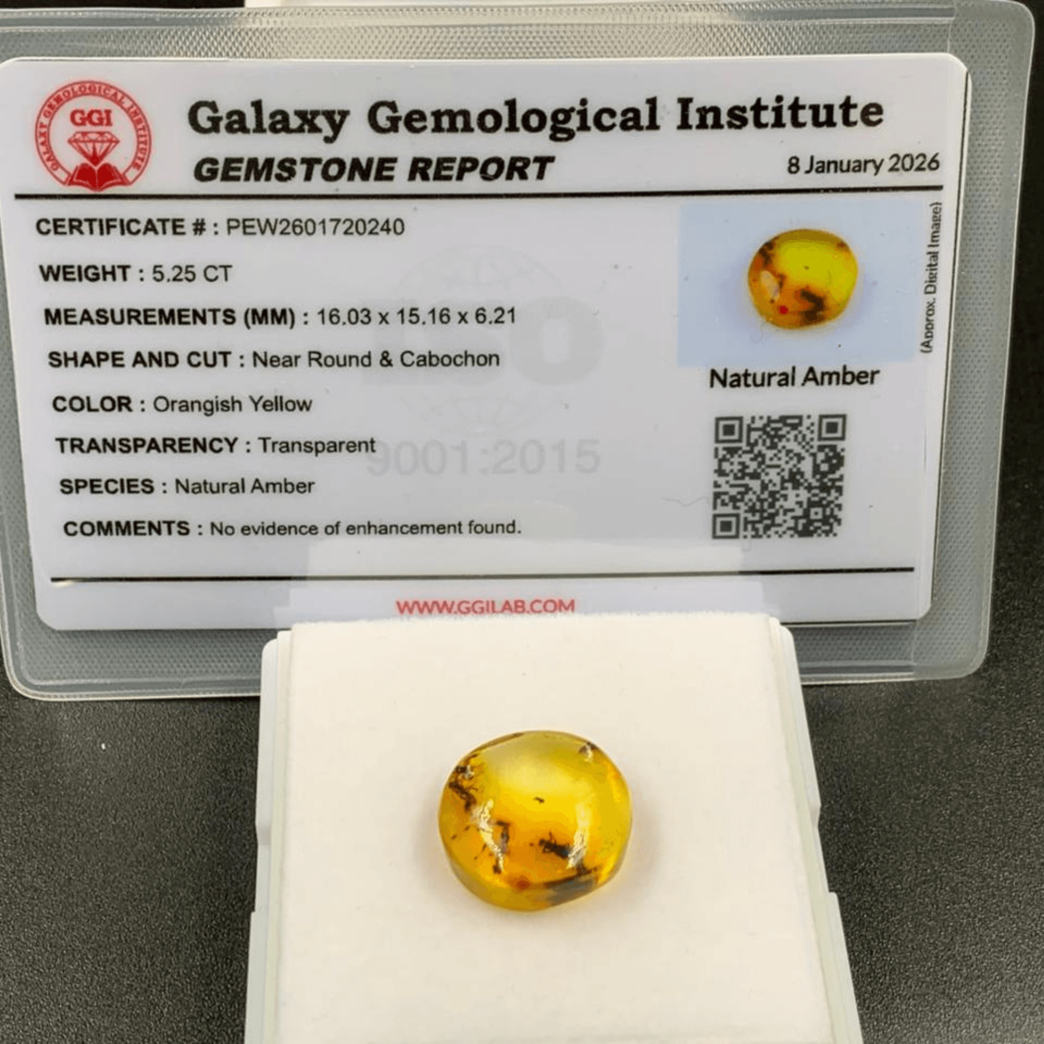Certified Natural Amber Ring | Unique 5.25 Carat Gem