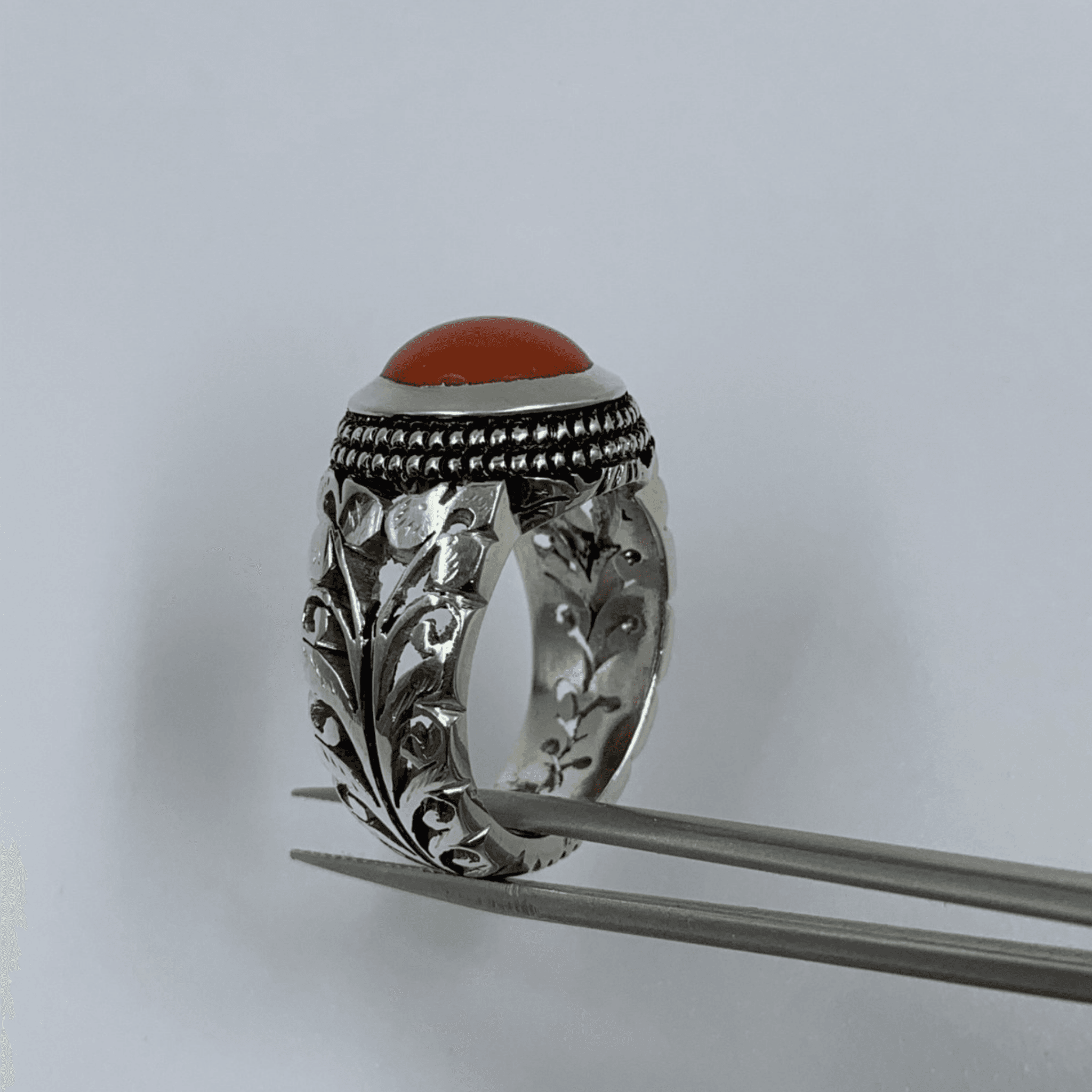 natural Marjan (Coaral) ring handmade carved ring ring size:20